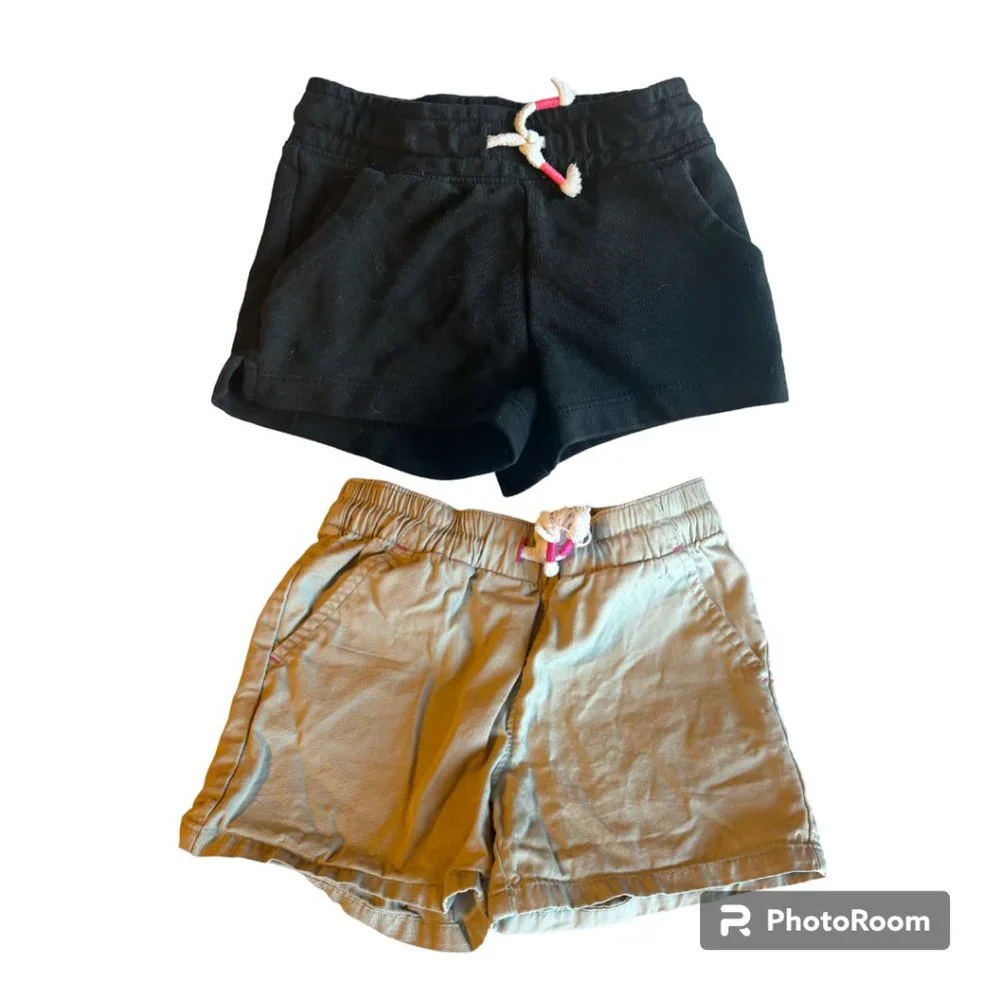 Cat and Jack lot of 2 pairs of Girl's shorts black and khaki 2t